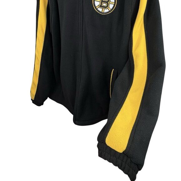 Boston Bruins NHL Hockey Full Zip Fleece Jacket Embroidered Black Yellow Unisex - Picture 3 of 10
